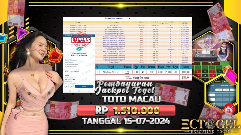BUKTI JACKPOT TOGEL TOTO MACAU TERPERCAYA DI INDONESIA TGL 15-07-2024