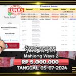 BUKTI JACKPOT SLOT MAHJONG WAYS 2 TERPERCAYA DI INDONESIA TGL 05-07-2024